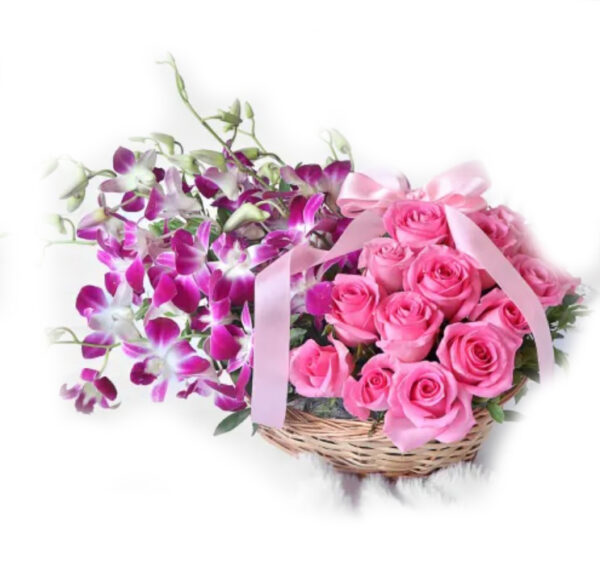 FD marts Orchid and roses flowers arrangement